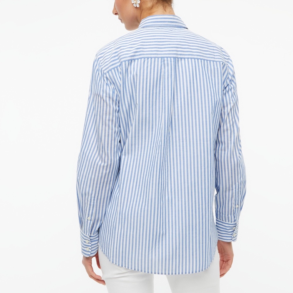 J.Crew Size Small High Low Relaxed Oversized Button Up Top in Striped - Picture 4 of 4